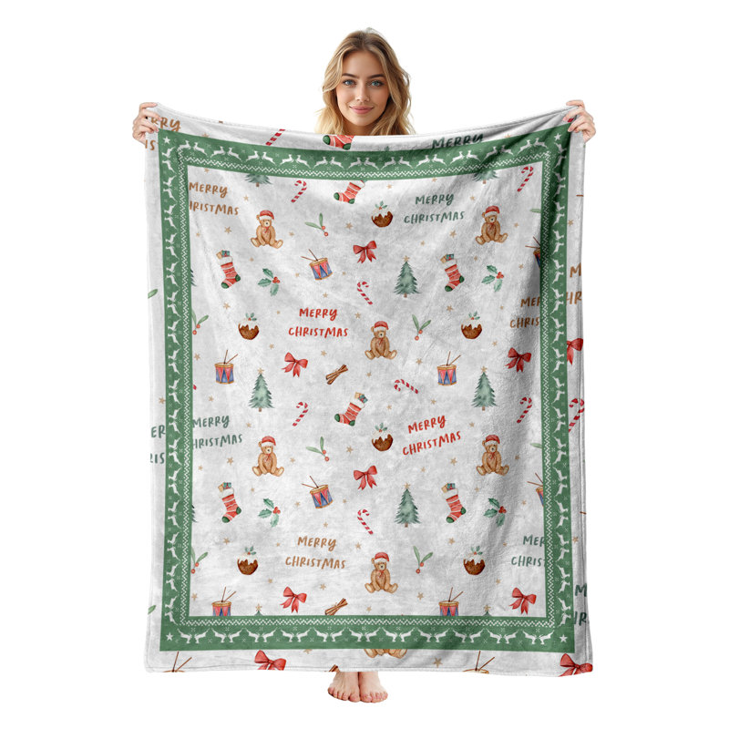 Couverture polaire en flanelle JYK pour lit double, légère, respirante, douce et chaude en microfibre peluche, 152 x 203 cm, motif ours en peluche