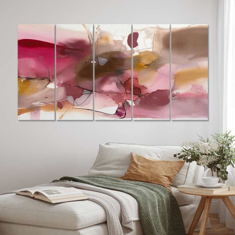 Connaissance des rêves, peinture Harmony III - art mural abstrait sur toile - 5 panneaux égaux