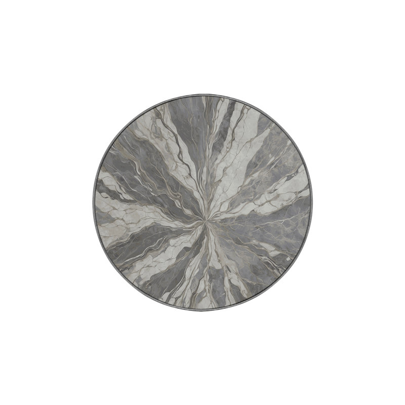 Tapis gris lavable à la machine, Rond 7 pi