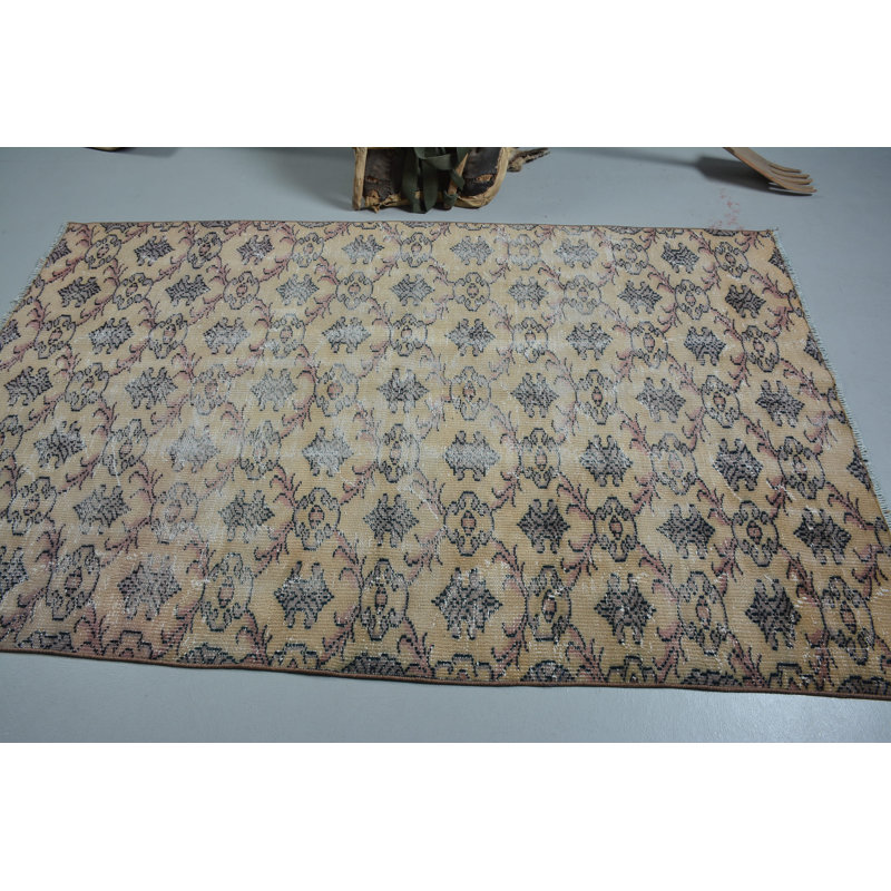Tapis 4,7 x 7,2 pi, tapis turc, tapis moderne, tapis rétro, tapis gris de luxe