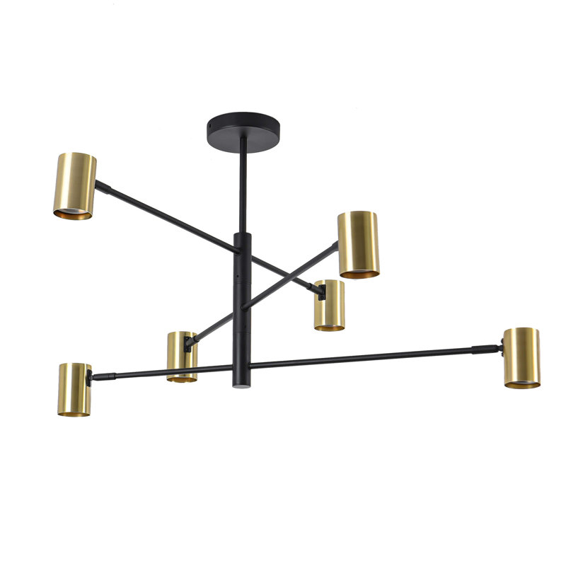Teague 6 - Light Linear Chandelier, Black/Gold