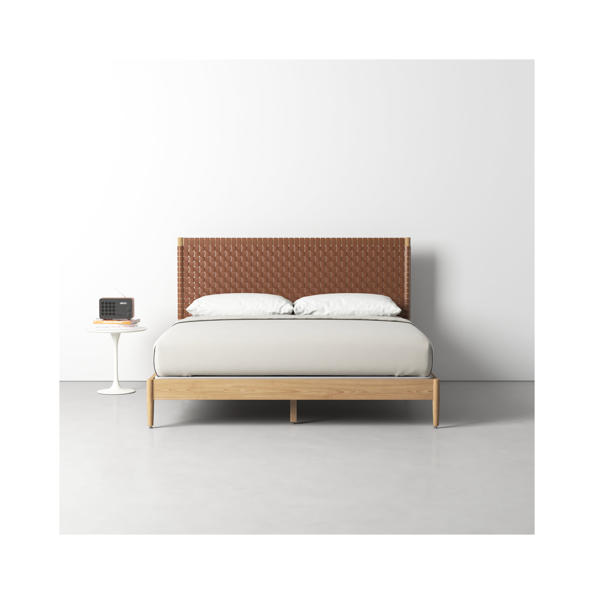 Tamita Leather Bed, Brown/Natural, King