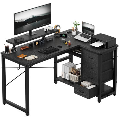 L-Shaped Metal Base Computer Desk