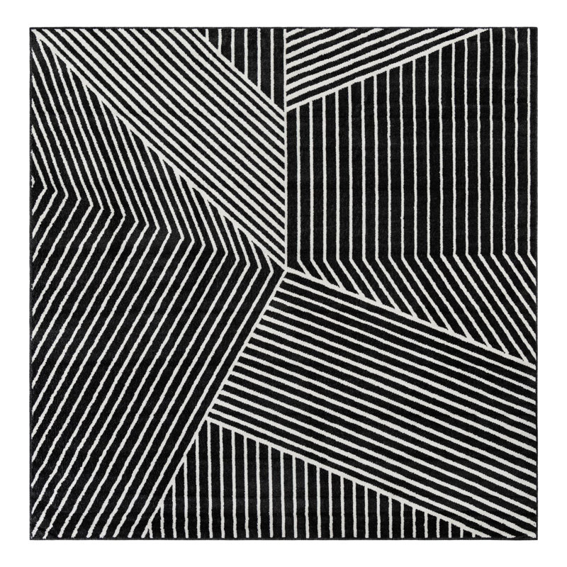 Latitude Run® Orkla Nikolis Rug Black, Square 10'