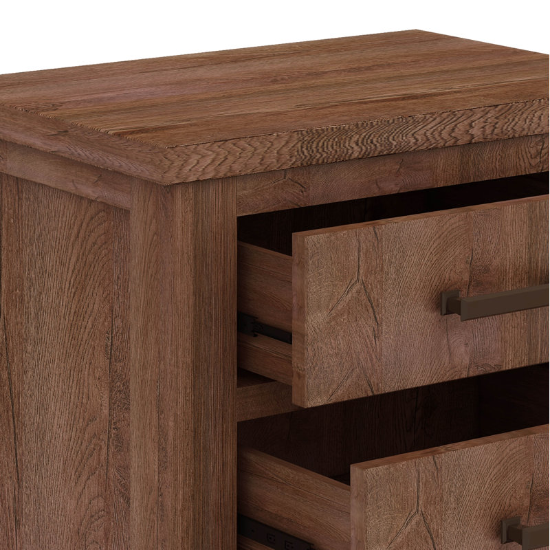 Rustic Three Drawer Reclaimed Solid Wood Farmhouse Nightstand Set Of Two