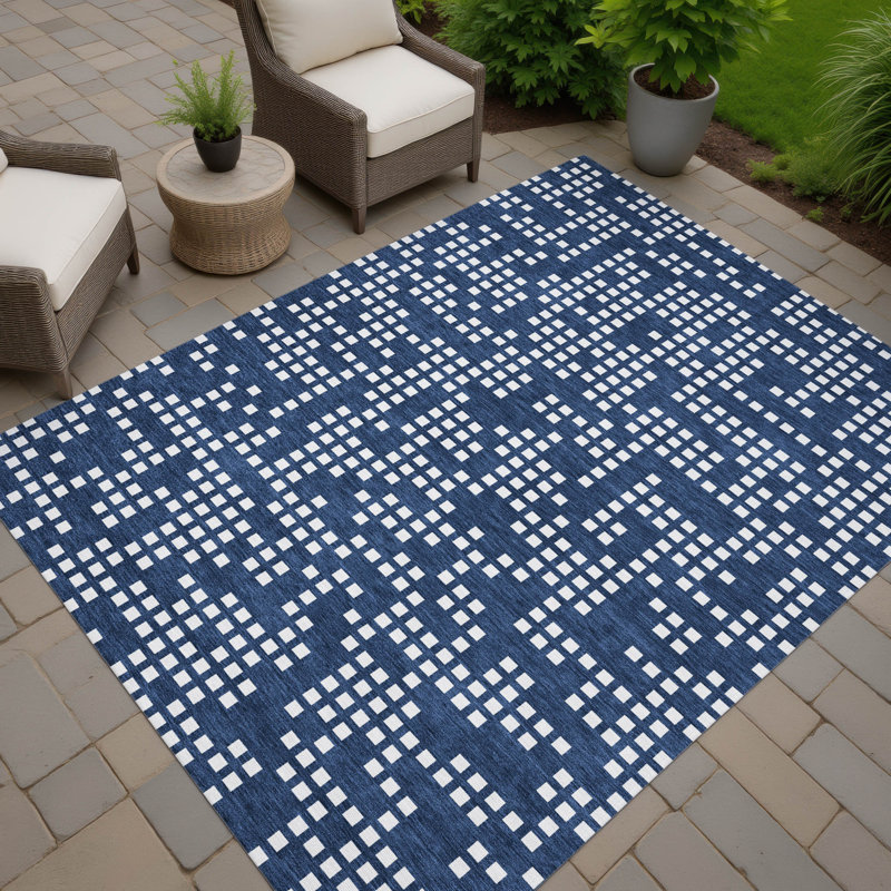 Machine Washable Indoor/Outdoor Chantille ACN2831 Kids Rug, 3' x 5', Navy
