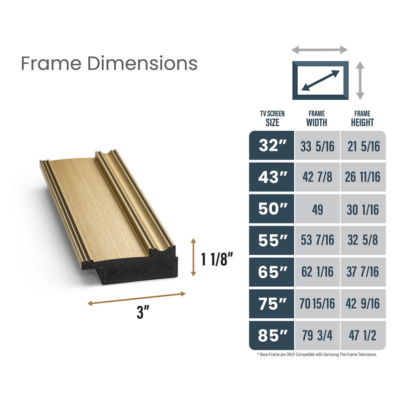 Deco TV Frame for Samsung Frame TV and Frame Pro, 85", Champagne