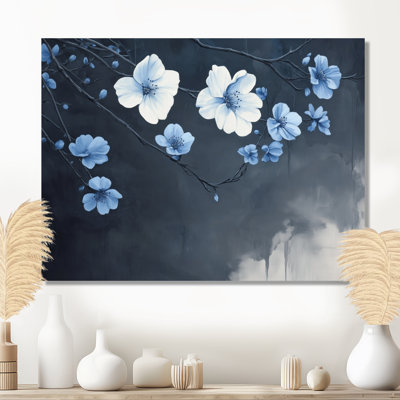 Toile florale de minuit, art mural fleur de cerisier bleu, Millwall