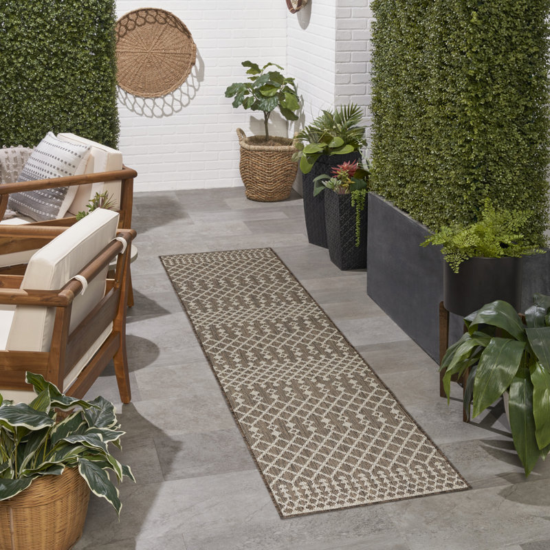 Robbs Rectangle Indoor/Outdoor Area Rug, Runner 2' x 6', Natural