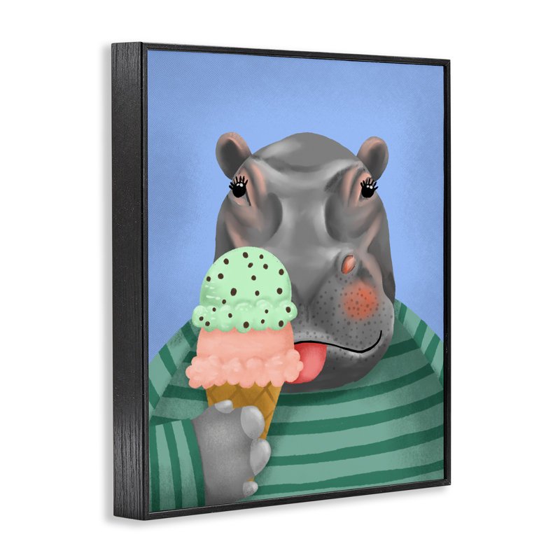 Hippopotame et crème glacée, estampe numérique, conception de Jilly Jack Designs, H 14 po x l 11 po