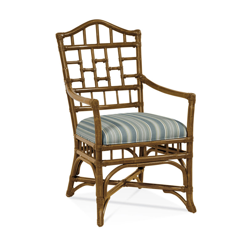 Chaise avec accoudoirs Chippendale, Rayures vert et bleu; 0252-54, Océan