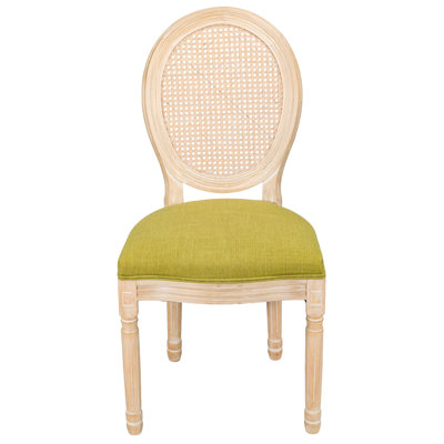 Upholstered Chairs with Rattan Round Back