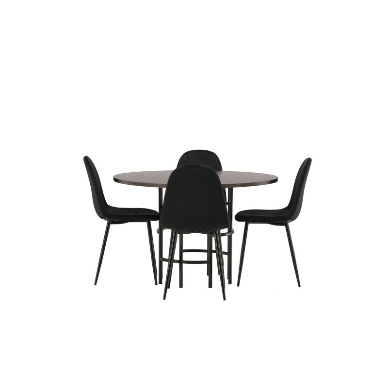 Quarles 4 - Person Dining Set, Brown, Black, Black