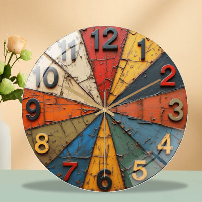 Vintage Wall Clock， Retro Home Decor， Rustic Style Art - 12'' Modern Glass Wall Clock