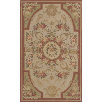 Tapis beige et rouille de haute qualité noué à la main