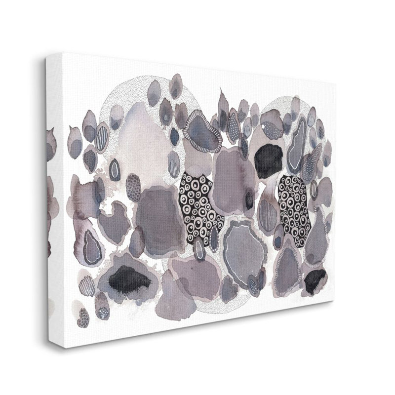 Abstrait goutte circulaire de Kim Rupe-reproduction d’art, H 24 po x l 30 po x 1,5 po, Toile tendue
