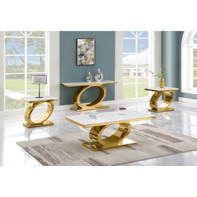 4 - Piece Marble Top Living Room Table Set