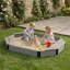 Bac à sable octogonal en bois massif pour enfants avec housse, doublure et bancs de rangement intégrés, bac à sable extérieur résistant aux intempéries pour la cour, le jardin et le patio