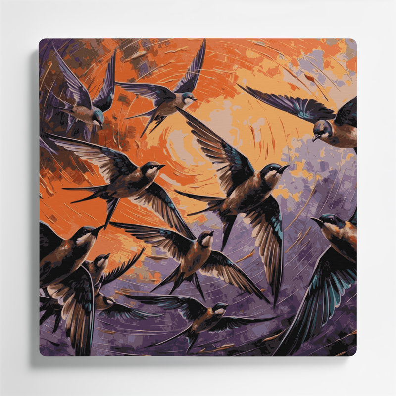 Art mural en métal oiseaux, H 12 po x l 12 po