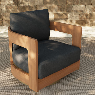 Outdoor Patio Swivel Chair With Cushions by Wade Logan