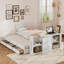 Lit plateforme simple en bois avec bureau, lit gigogne intégré et 3 tiroirs-121082305