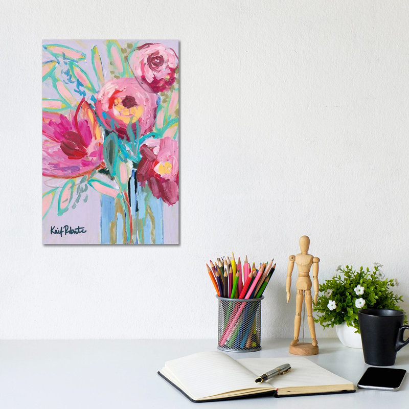 «Summer Blooms» par Kait Roberts - peinture sur toile tendue, H 12 po x l 8 po x P 0,75 po