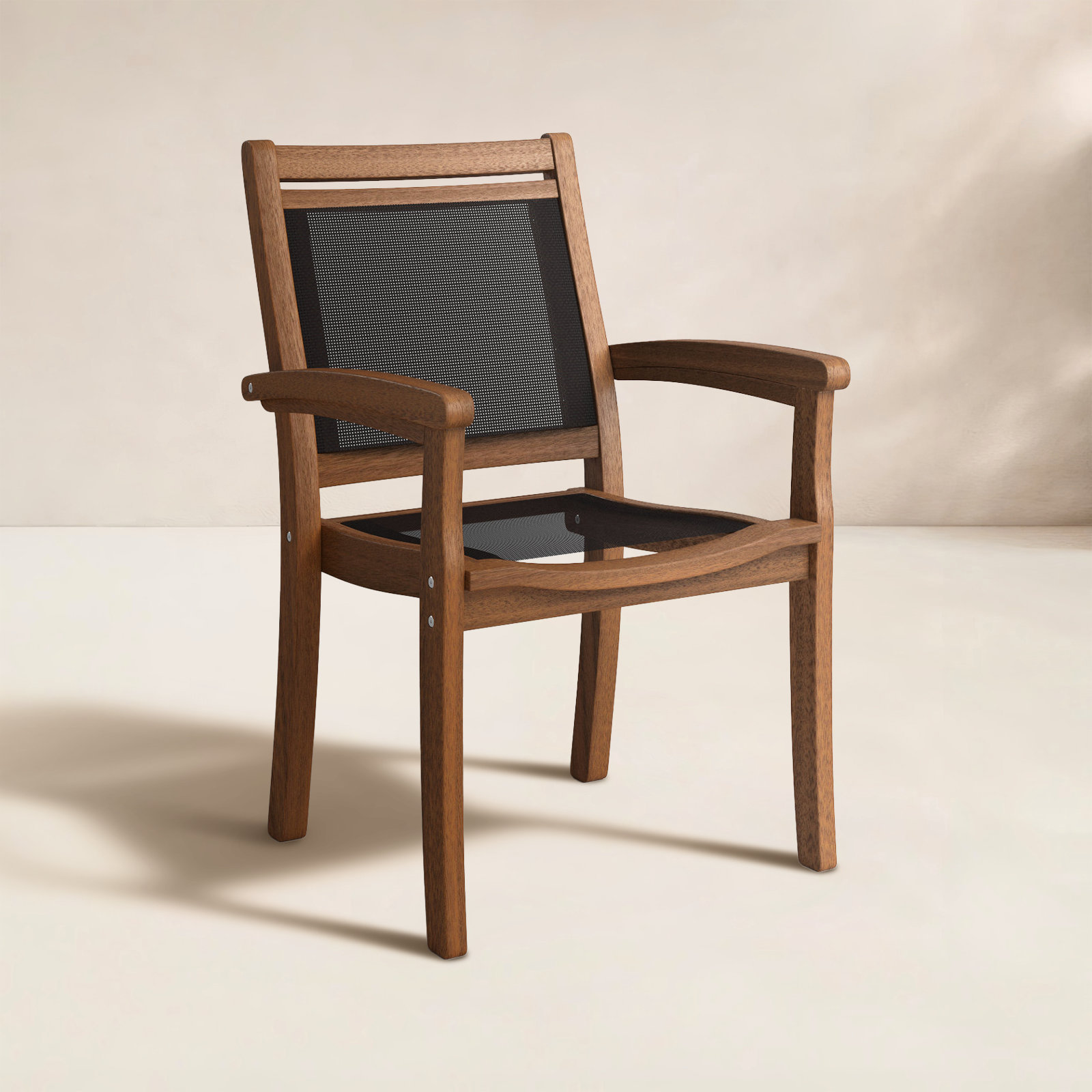 Fleur Stackable Eucalyptus Patio Armchair, Brown/Dark Brown
