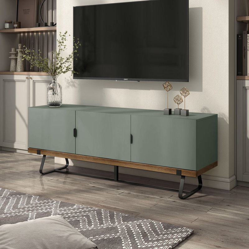 Maronay 60" Wide TV Console, Green/Oak Wood
