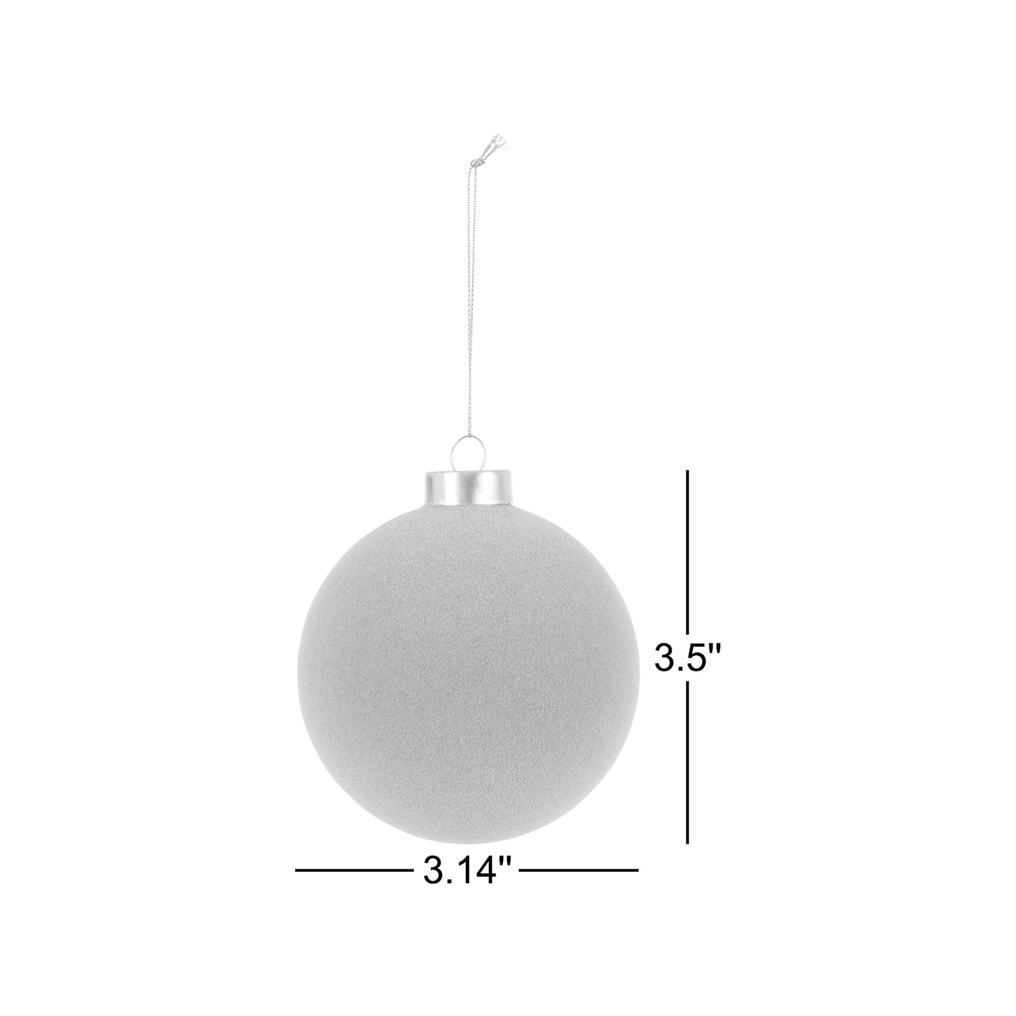 Flocked Ornament, 4"  , Cream