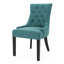 2 chaises de salle à manger contemporaines - inclinées, rembourrées, pieds en bois massif, couleur bleu sarcelle de style moderne, dossier, accoudoirs, tissu rembourré,