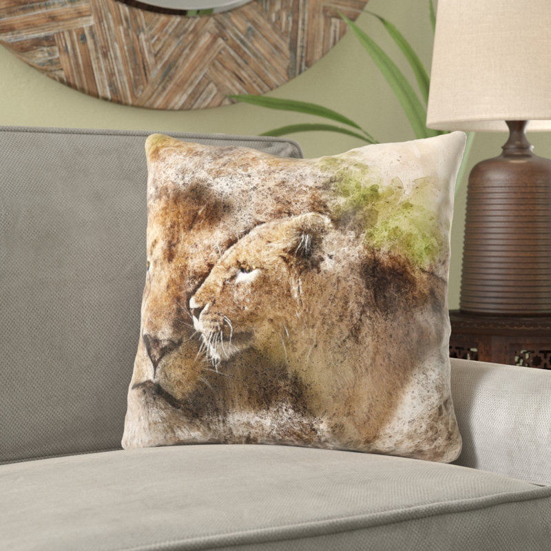 Coussin lion Dominica, Intérieur, Microsuède