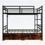 Lit superposé simple au dessus d'un lit simple, structure en métal avec échelle, conception peu encombrante, aucun sommier requis, noir