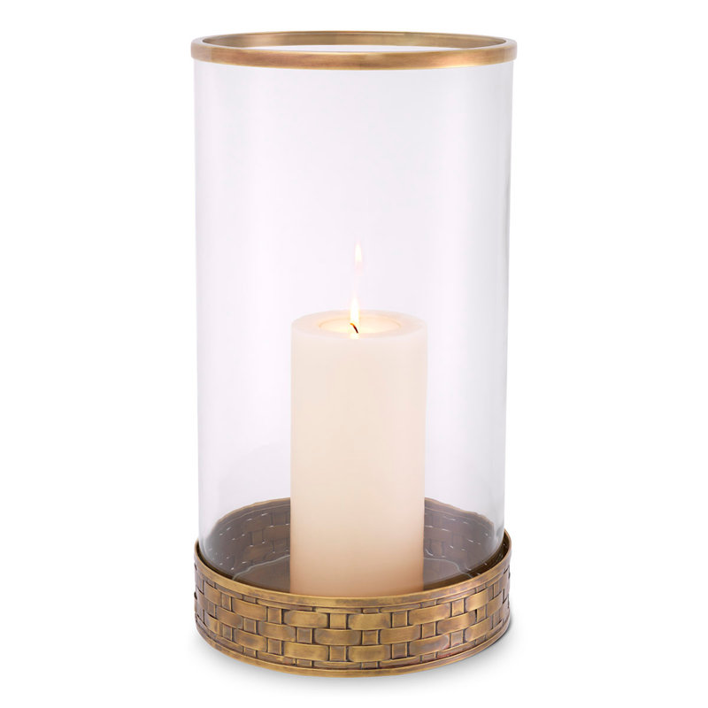 Lausanne Hurricane Candle Holder, Brass, 16.34" H x 8.86" W x 8.86" D