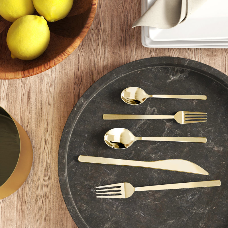 Mercer41 Stainless Steel Flatware Set, Gold