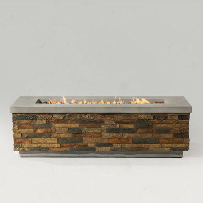 Concrete Fire Pit Table with Stone Looks Propane Gas Fire Pit Table