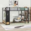 Lit mezzanine en métal avec tablettes intégrées et panneau perforé personnalisable-903790418