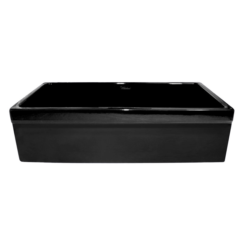 Whitehaus 36" Reversible Single Bowl Fireclay Kitchen Sink: 2-1/2” Lip, 2” Lip Front Apron, Black