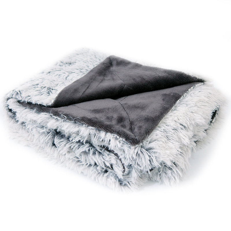 Gray Ombre Reversible Faux Fur Throw Blanket 60" x 70"