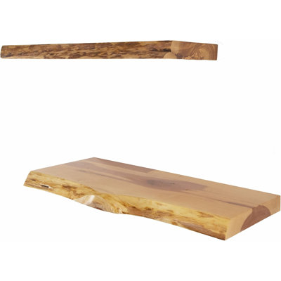 Ensemble de 2 tablettes flottantes rustiques rustiques, tablettes murales en bois Live Edge