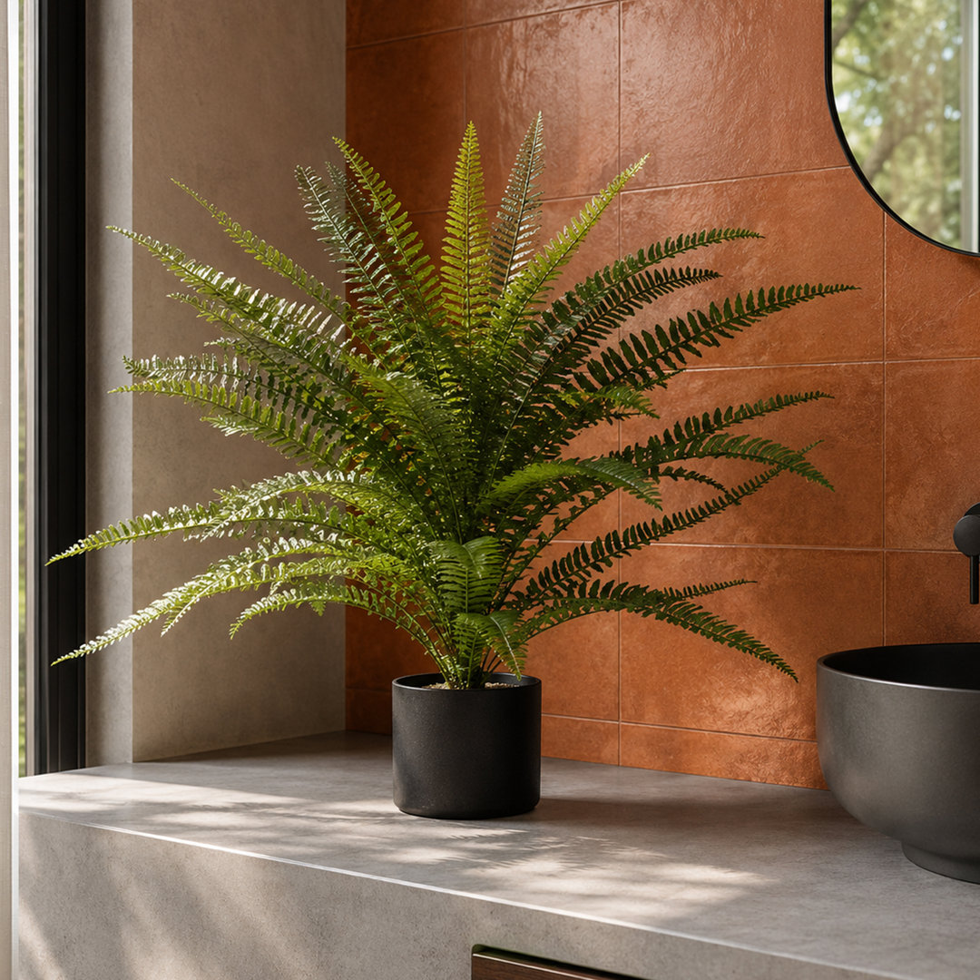 Leaf Artificial Boston Fern Plant 2ft Green - Image 4