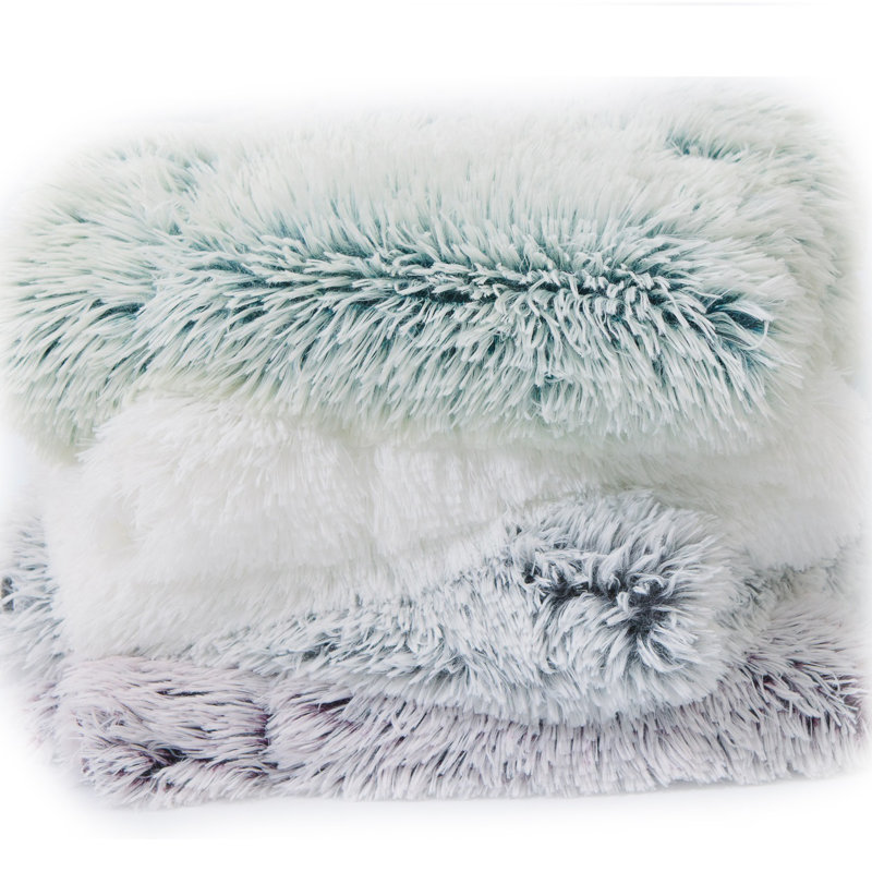 Purple Ombre Reversible Faux Fur Throw Blanket 60" x 70"