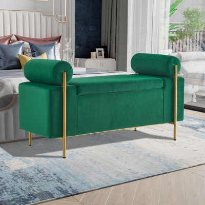 Amorino 44" Upholstered Flip Top Storage Bench with Arms Bench for Entryway and Bedroom