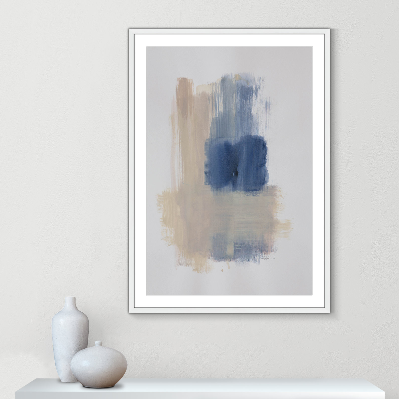 Macathurn "Powder Room Wash III" Print, 41.5" H x 29.5" W x 1.25" D, White Matted Picture Framed