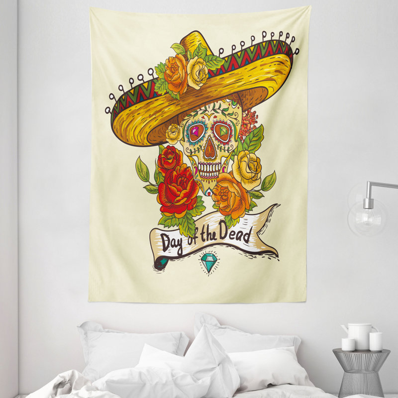 Tapisserie crâne en polyester polyester, H 80 po x l 60 po