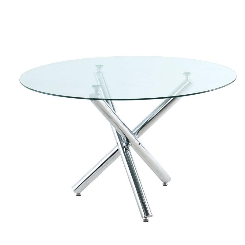 Table de salle à manger Kaizlyn Modern, Argent argent, 29,52 po H x 43,3 po L x 43,3 po l