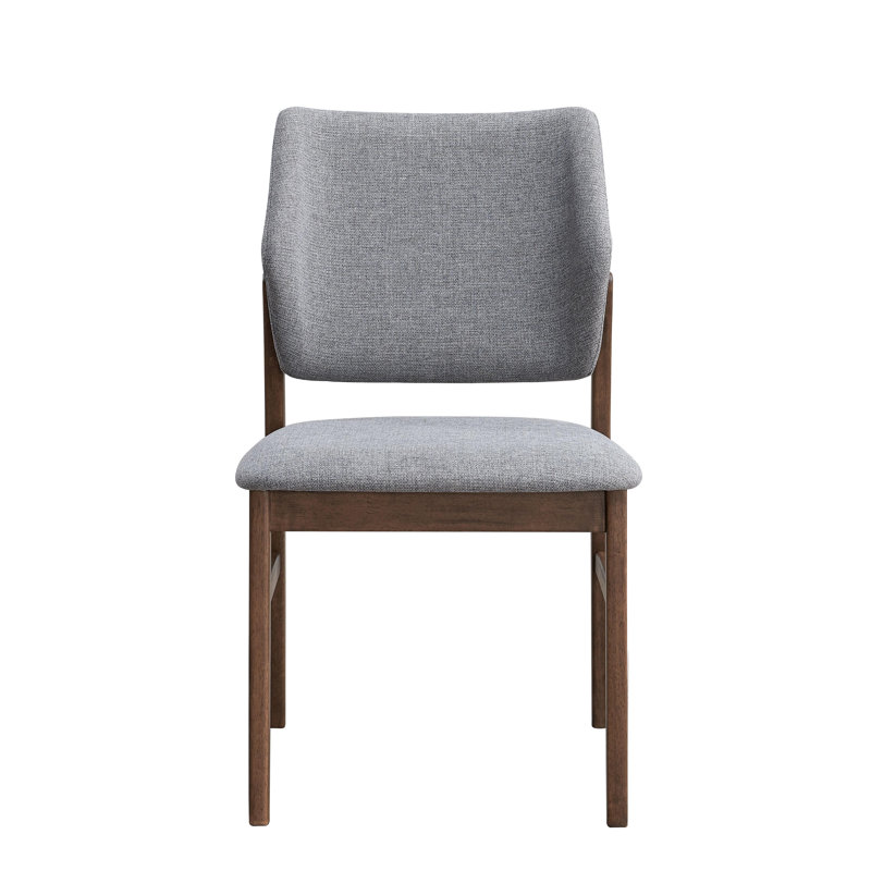 Ensemble de 2 chaises d'appoint Sarha en tissu gris clair et finition noyer