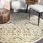Tapis rond gris / crème / bleu en laine touffeté à la main -1419535872