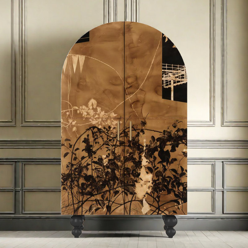 Armoire haute à deux portes Vintage, Noir / multicolore