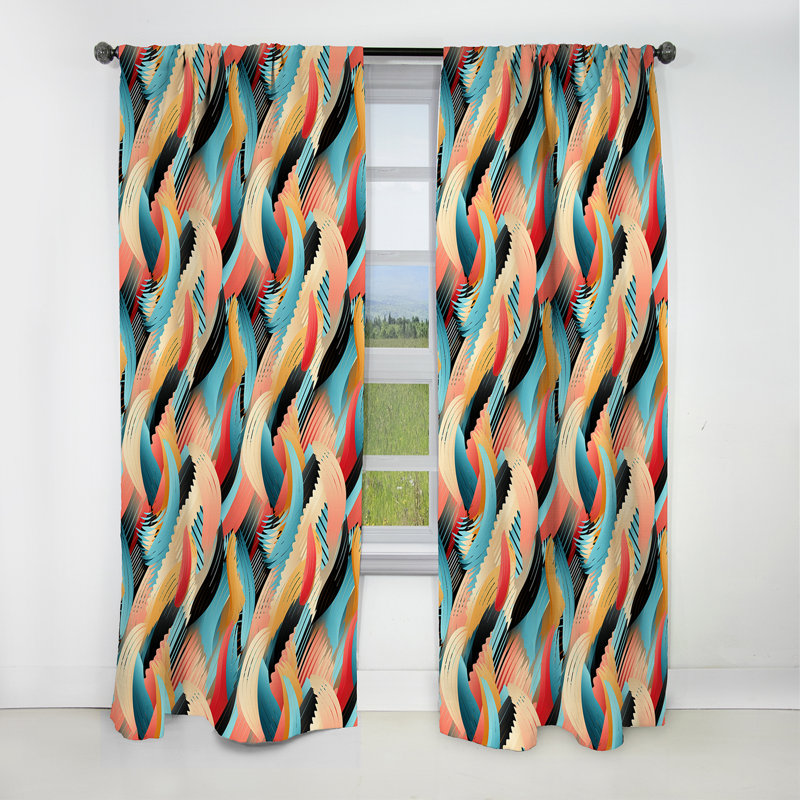 Motif à rayures colorées Boho Spirit - Rideau occultant géométrique abstrait - 1 panneau, L 52 po x L 108 po
