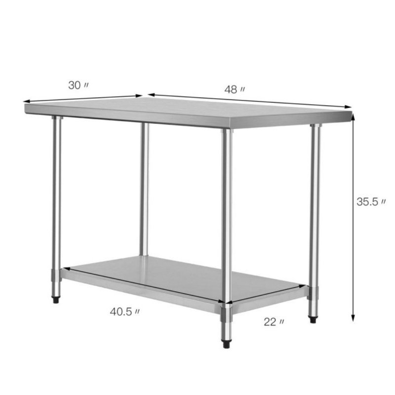 Stainless Steel Prep Station, 35.5" H x 48" L x 30" W